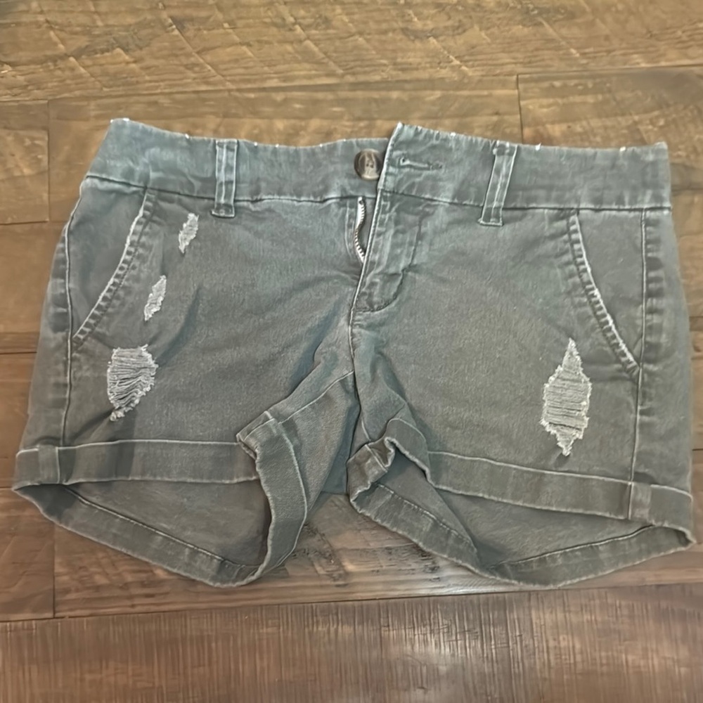 American Eagle Outfitters Army green Jean Shorts Distressed Style